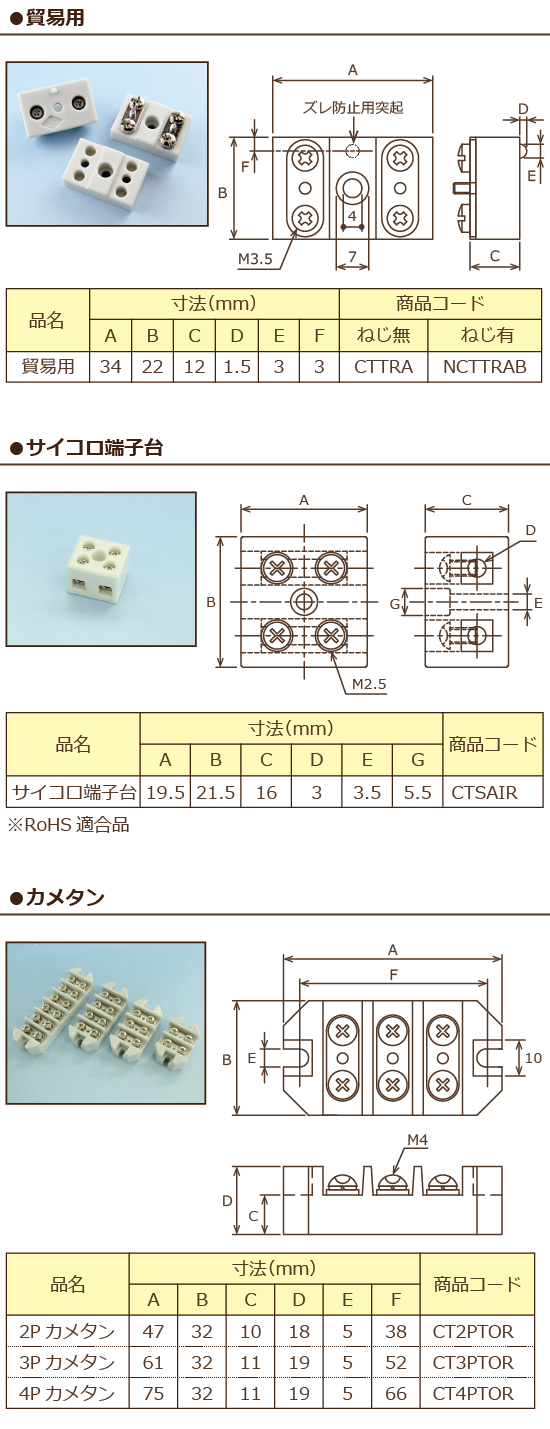 貿易用?サイコロ端子臺?カメタン